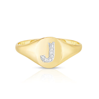 LILA - The Diamond Initial Signet Ring